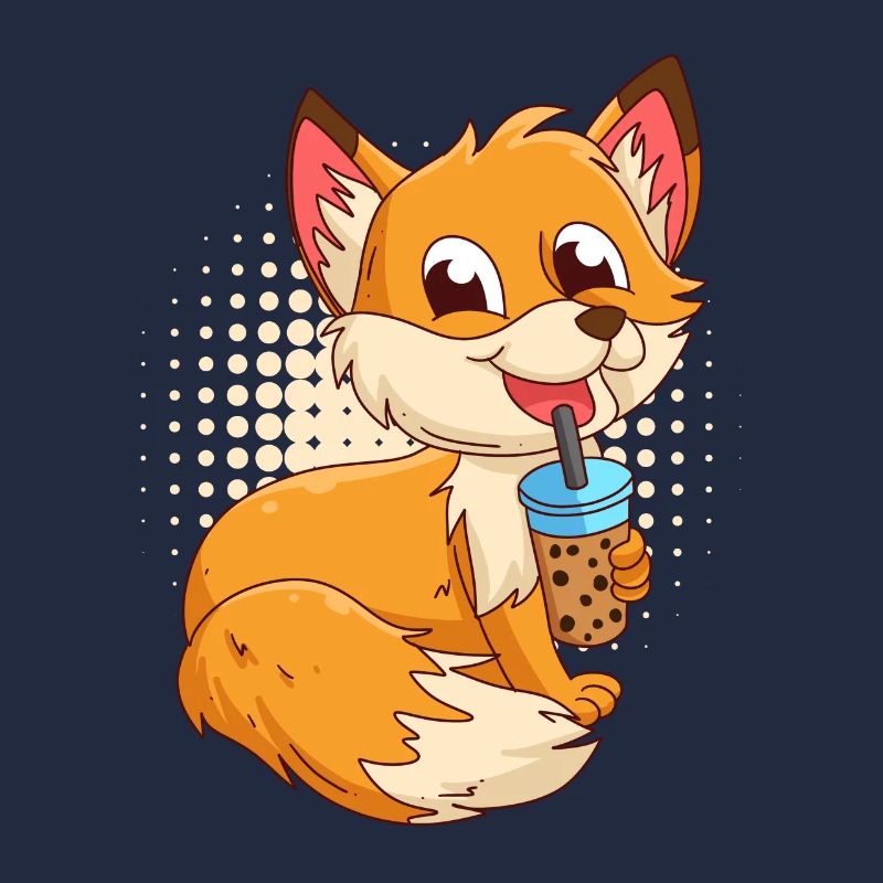 Fox with Bubbel Tea Bubbeltea Fox Children
