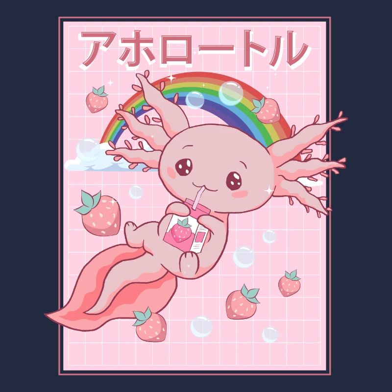 Kawaii Axolotl Erdbeermilch