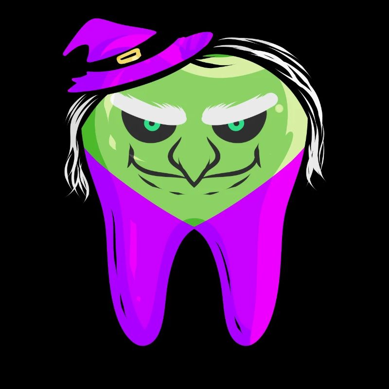 Evil Green Witch Tooth For Dentist On Halloween