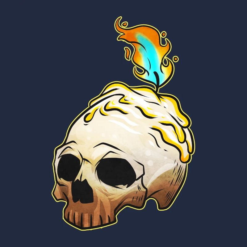 Skull With Burning Candle On Top Esotheric