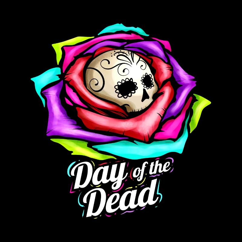Dia De Los Muertos Sugar Skull In Rose Logo Day