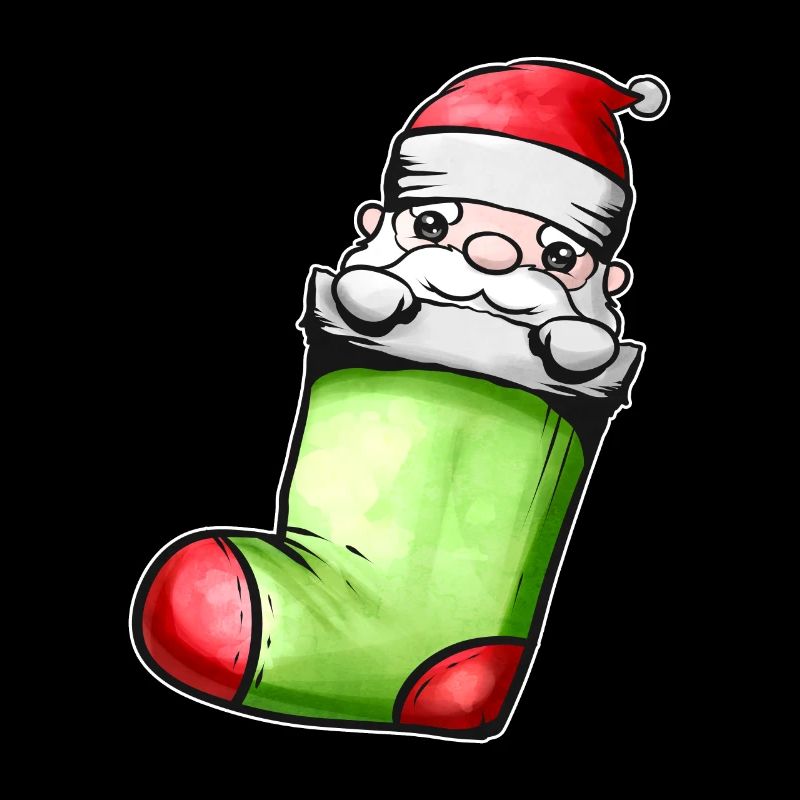 Mignon Kawaii Santa In Sock On Chimney Fireplace