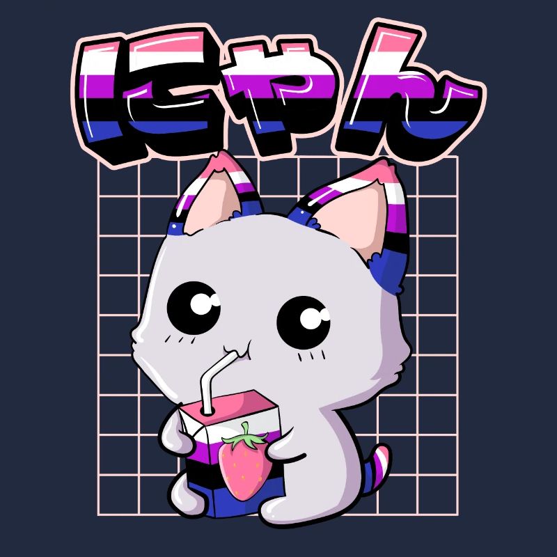 Genderfluid Stolz Kawaii Katze Erdbeermilch