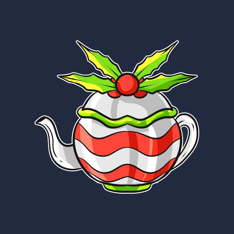 Autumn Tea Pot with Mistletoe For Christmas