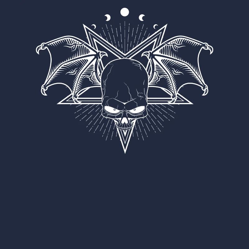 Gothique Crâne Pentagramme Lune Phases Goth
