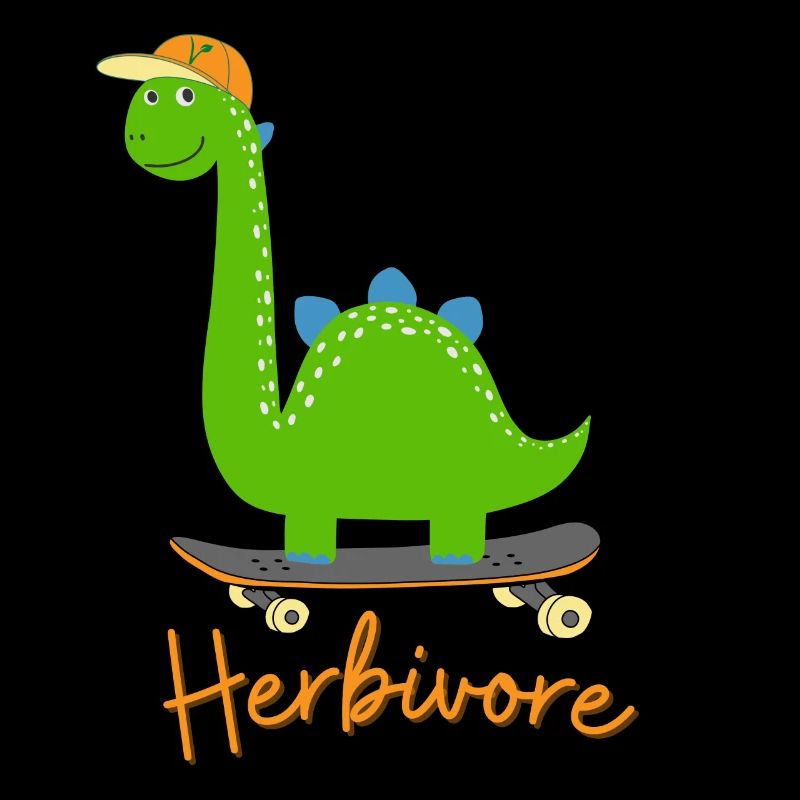 Herbivore Dinosaurier mit Basecap auf Skateboard