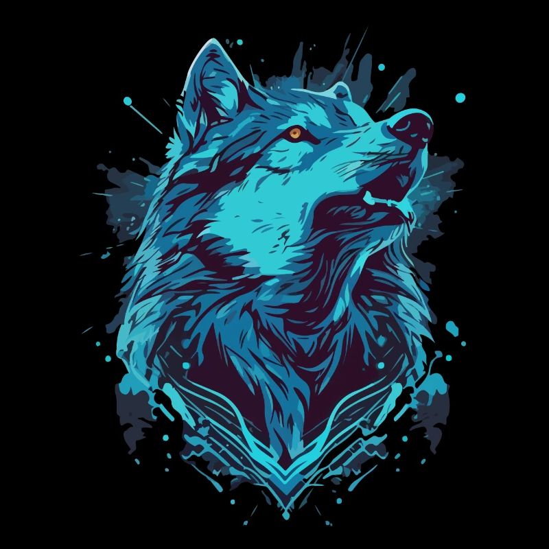 Bemalter meerblauer Wolf