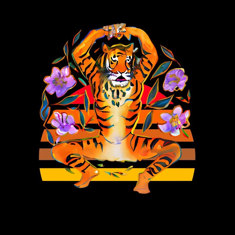 Yoga Tiger aime les fleurs