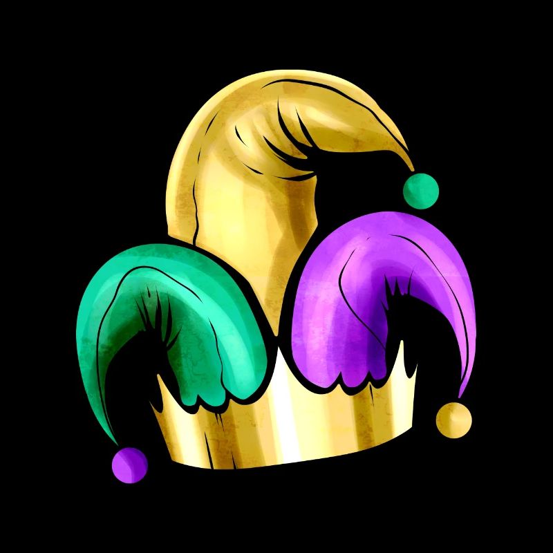 Chapeau de bouffon violet, jaune doré et vert pour