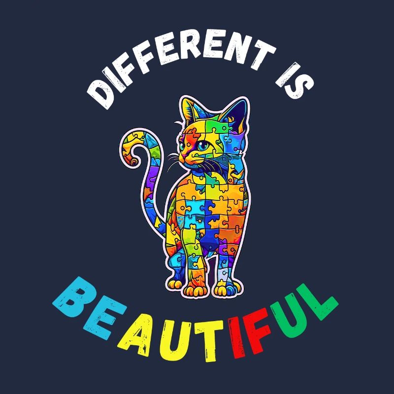Support autism awareness colorful cat