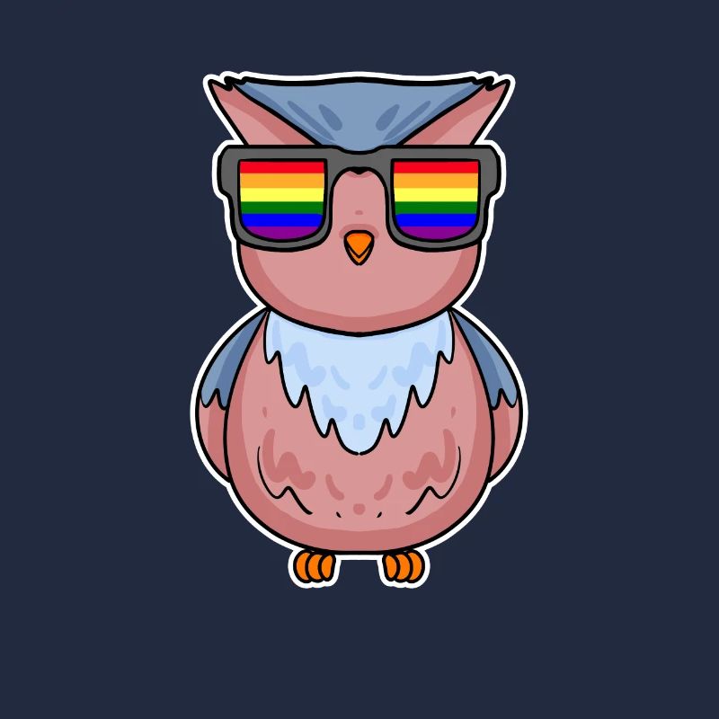 Regenbogen - Eule mit Brille