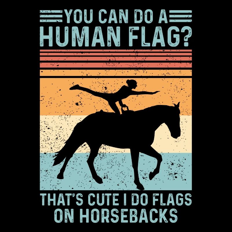 Funny riding horse vaulting retro