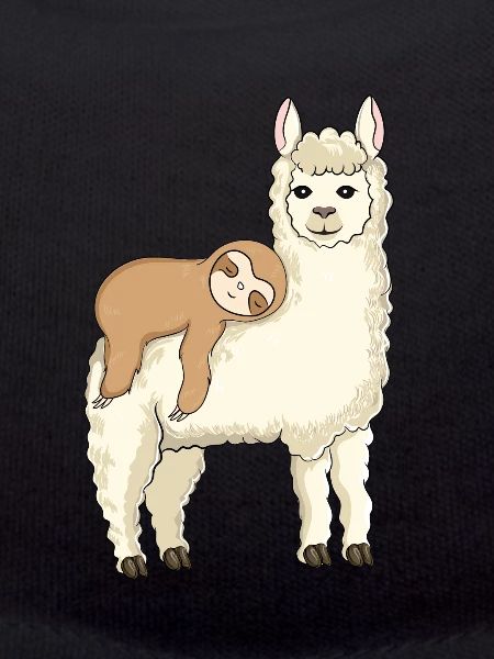 Funny sloth riding llama