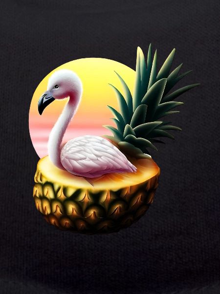 Pineapple flamingo in sunset