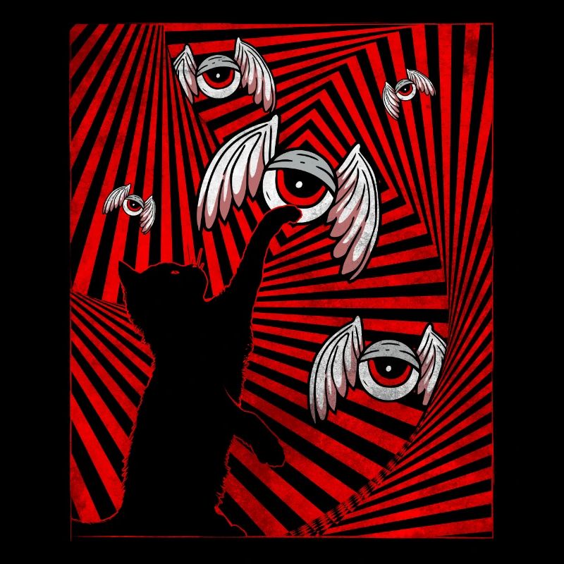Weirdcore Aesthetic Schwarze Katze Augäpfel Flügel