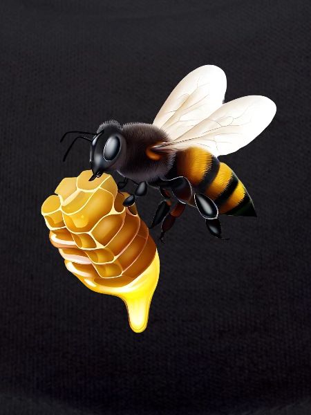 Bee with honeycomb
