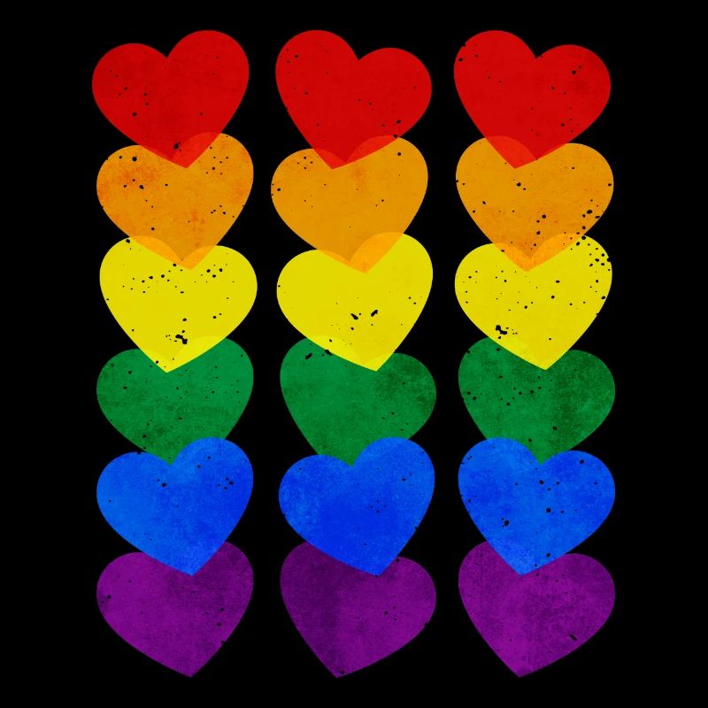 Gay Pride Rainbow Flag Hearts Subtle