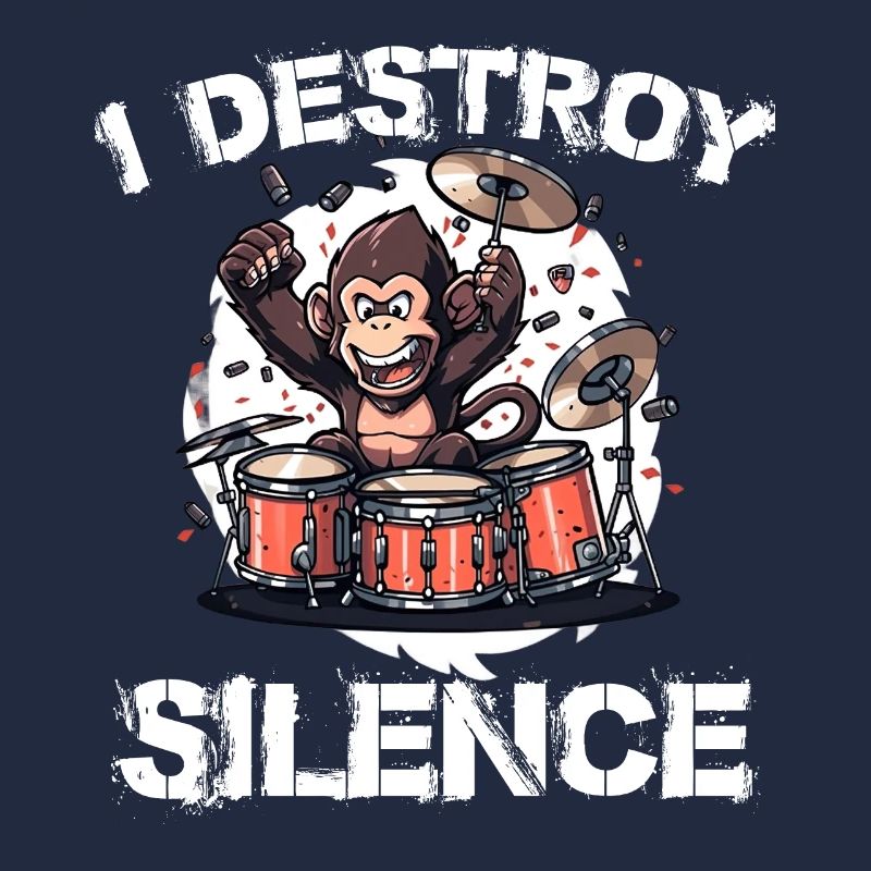 I Destroy Silence Affe Schlagzeug Trommeln