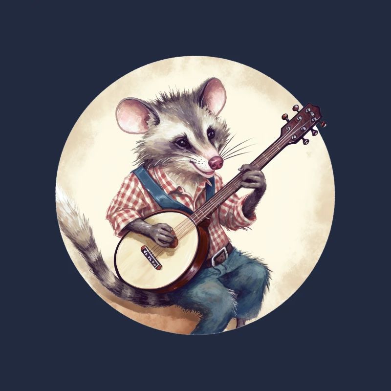 Opossum playing banjo