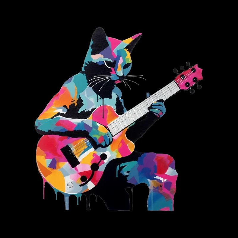Cat playing guitar