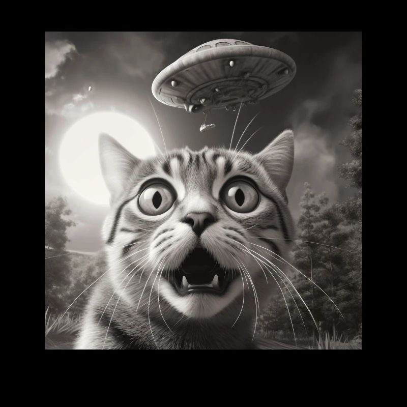 Lustige Ängstliche Katzen -Selfie UFO Alien