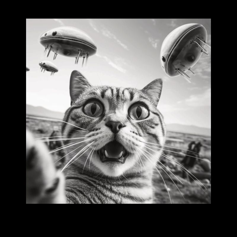 Lustige Ängstliche Katzen -Selfie UFO Alien