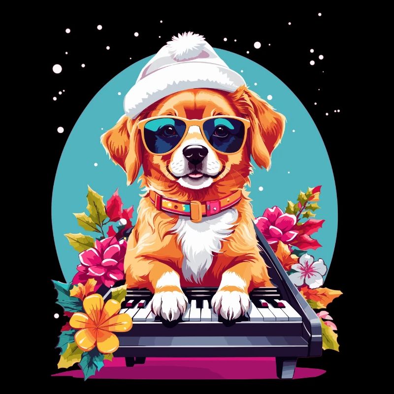 Hund mit Piano