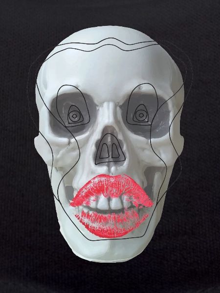 Skull with red lips