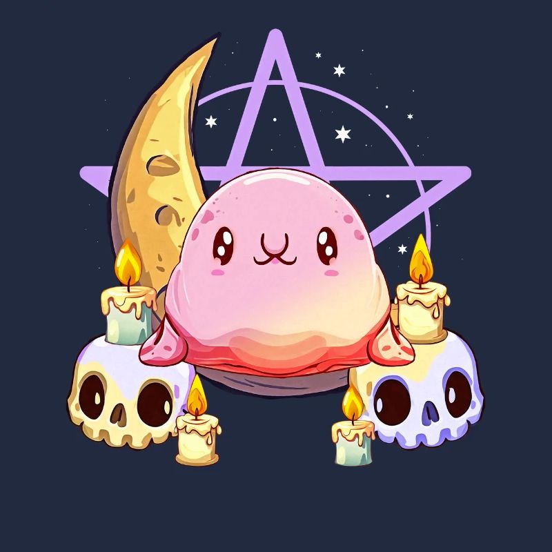 Kawaii Pastel Goth Blobfish Crescent Moon Skull
