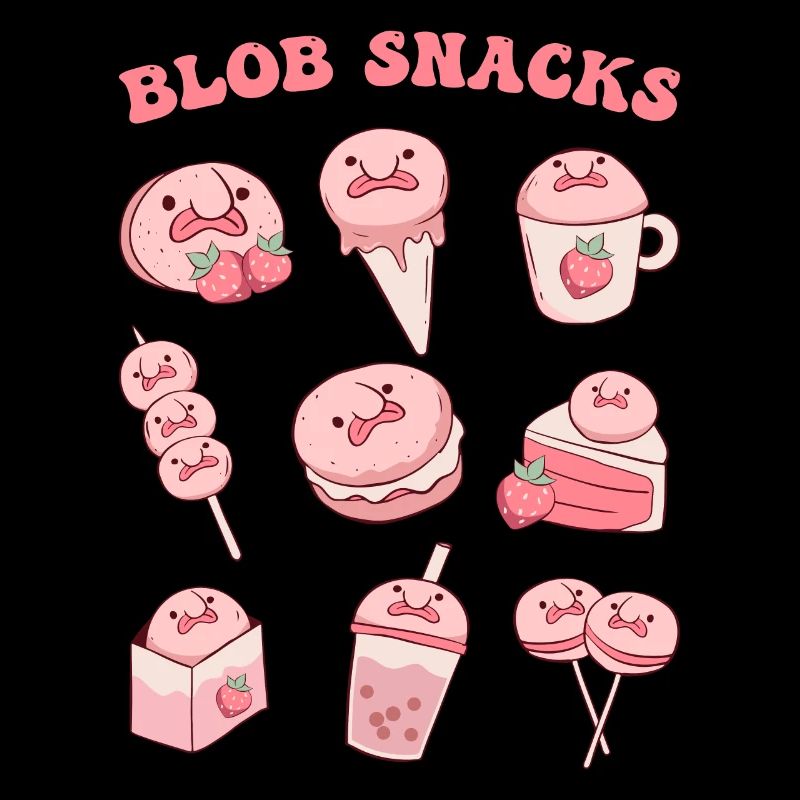 Kawaii Blobfish Strawberry Snacks