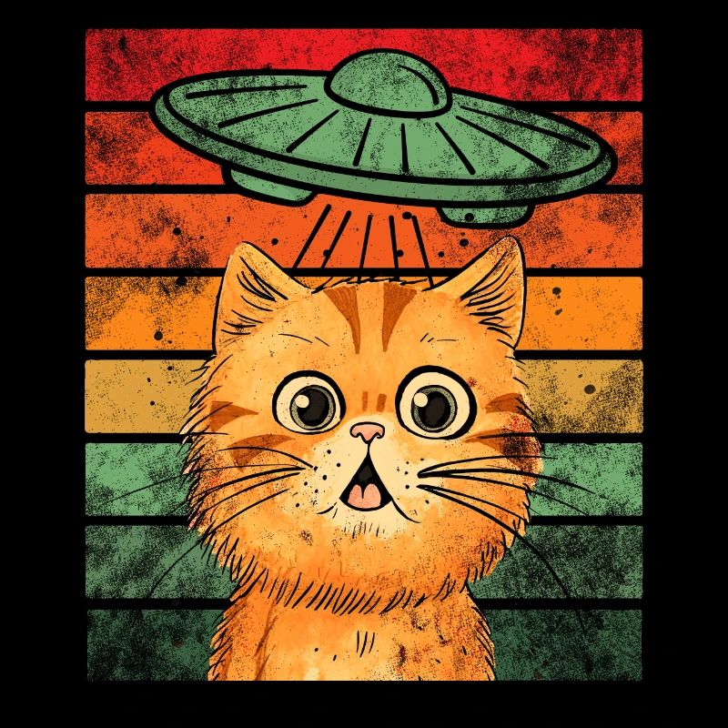 Drôle de chats-selfie ovnis extraterrestre vaisseau spatial Kitty