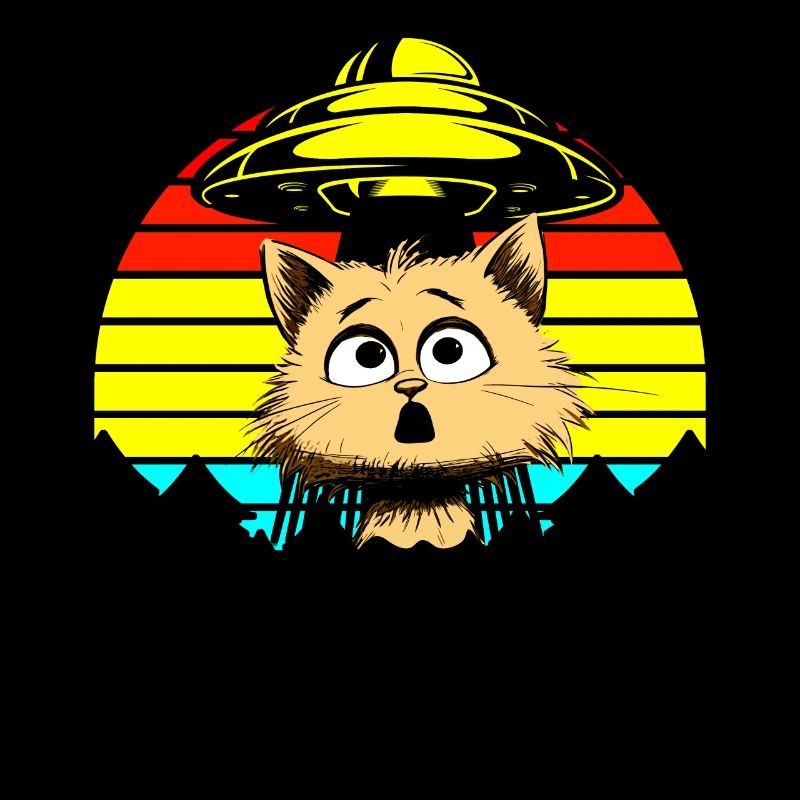 Drôle de chats-selfie ovnis extraterrestre vaisseau spatial Kitty
