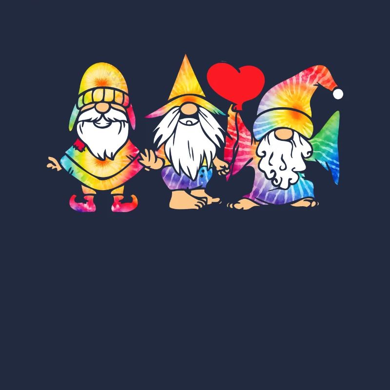 Drei Hippie -Gnomes Groovy Binde Dye Gnomies
