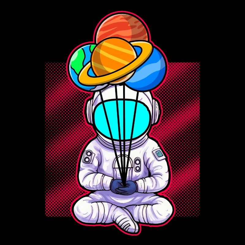 Astronaut Holding Planet Ballons Sonnensystem