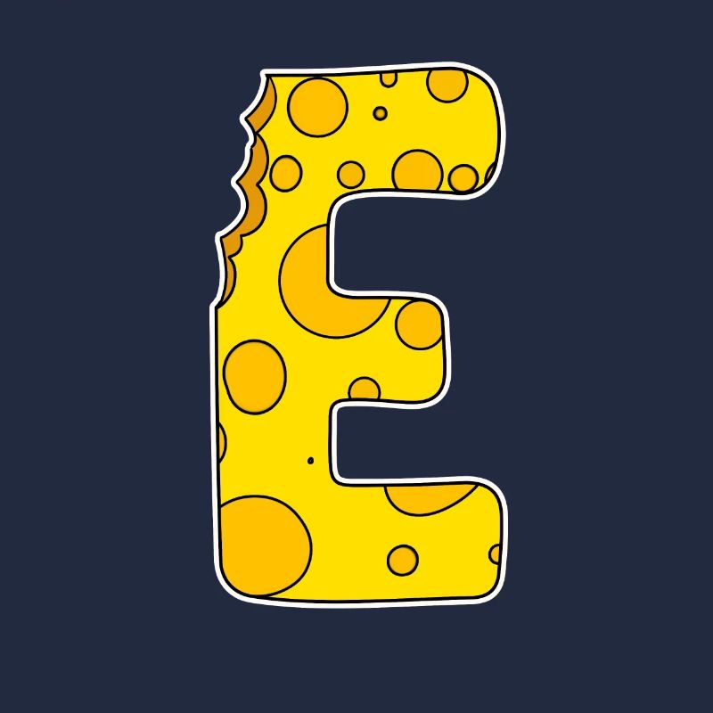 Letter E - Initial Letter E - Cheese Motif