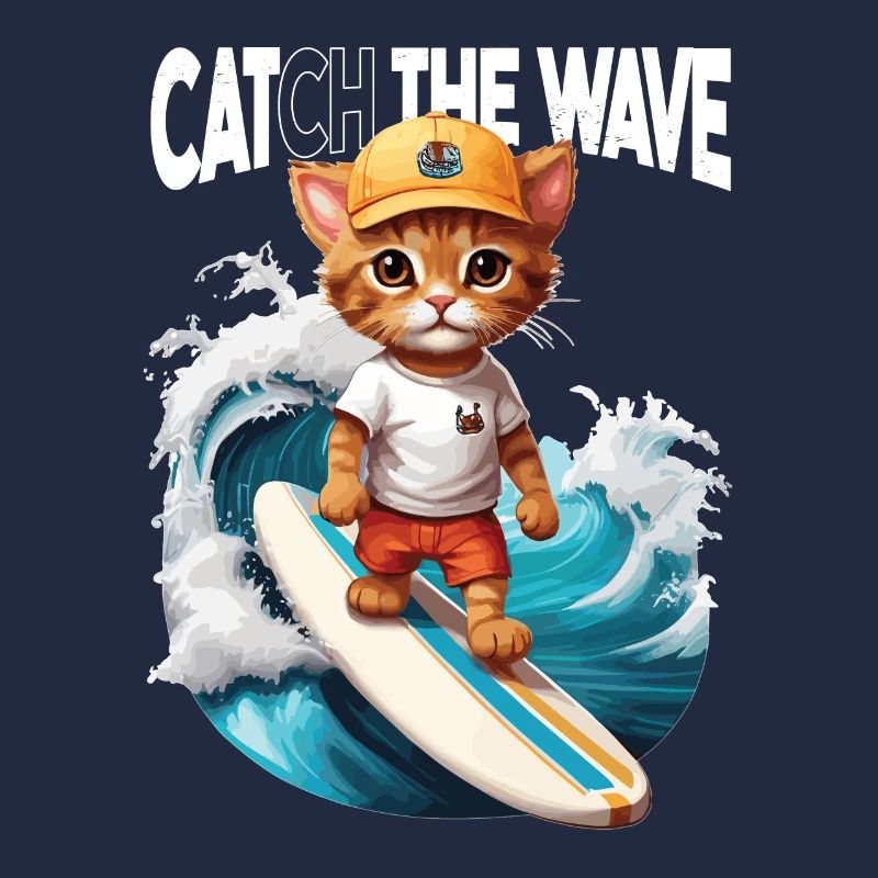 Chat Surfeur Attrape la Vague