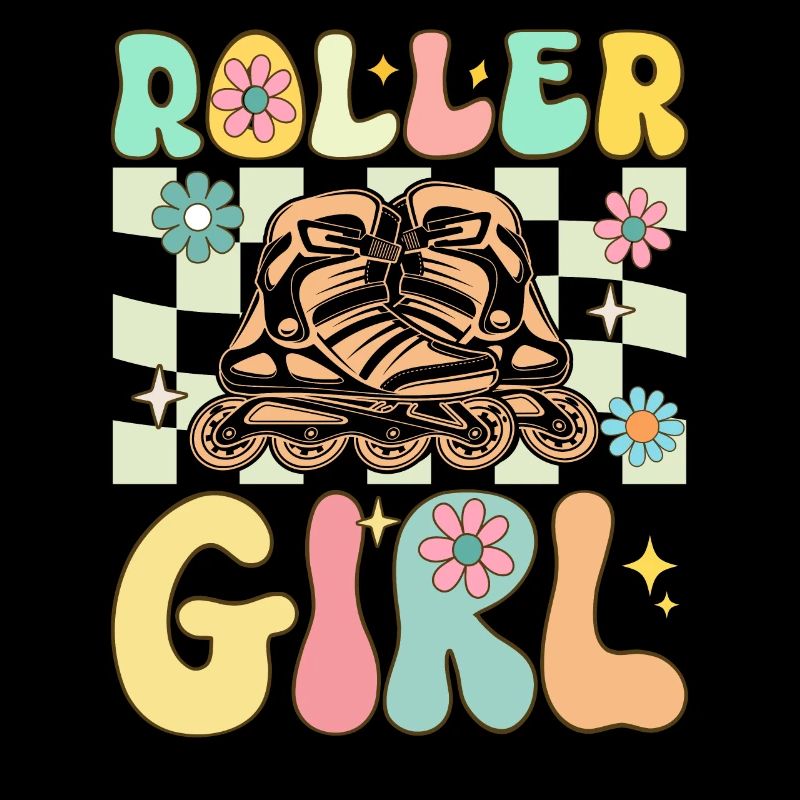 Groovy Roller Skating Girl Female Roller Skating