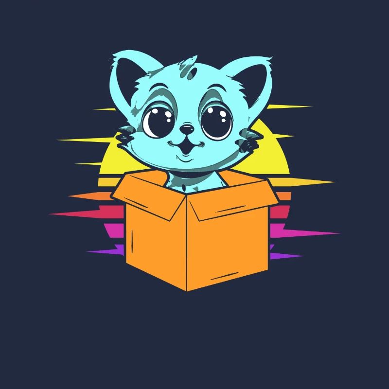 Cat In Box Retro Cute Cat Lover Funny