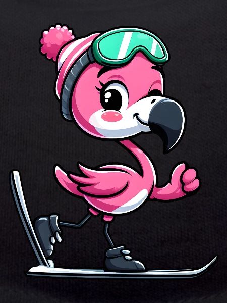 Flamingo Skier Winter Fun