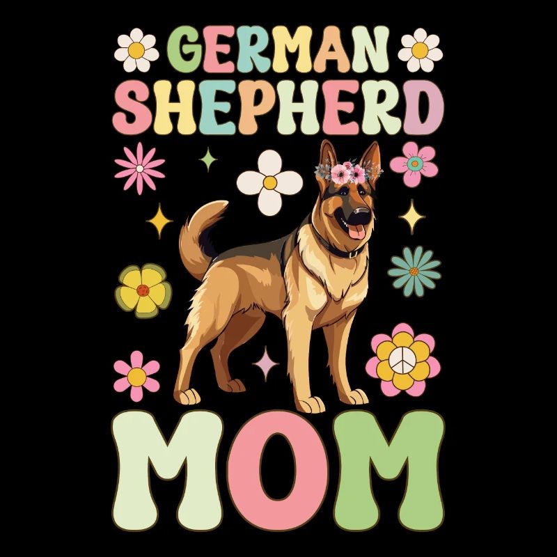 German Shepherd Mom Groovy Dog Mom