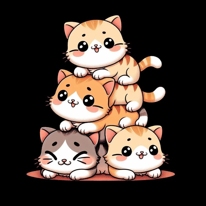 Stack of Kitty Cats Stack Kawaii Meowtain Anime
