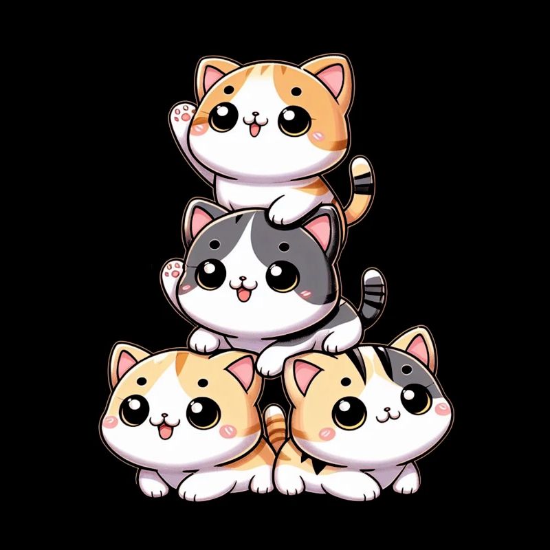 Stack of Kitty Cats Stack Kawaii Meowtain Anime