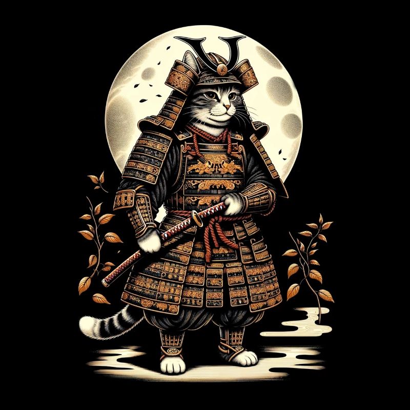 Japonais Samouraï Cat Warrior Retro Ninja