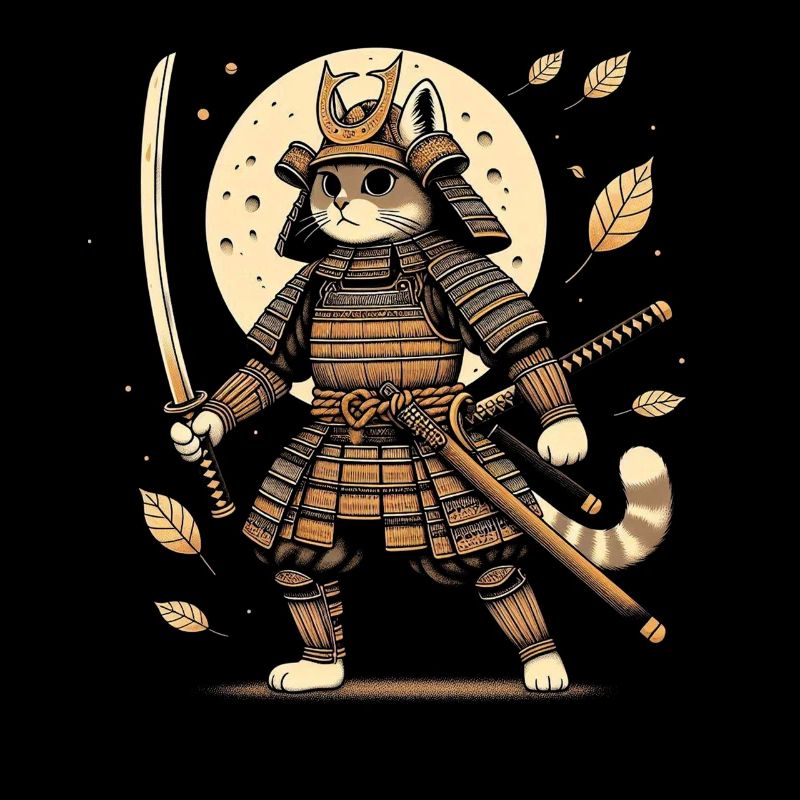Japonais Samouraï Cat Warrior Retro Ninja