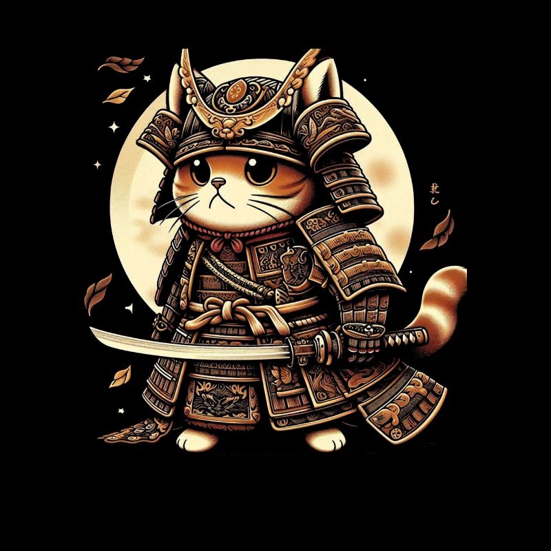 Japonais Samouraï Cat Warrior Retro Ninja