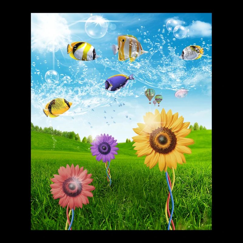 Frutiger Aero Esthétique Tech Paysage Poissons Soleil