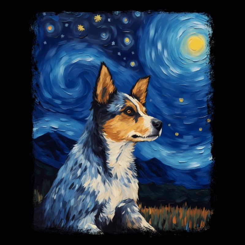 Australian Cattle Dog Hund Sternennacht Gemälde