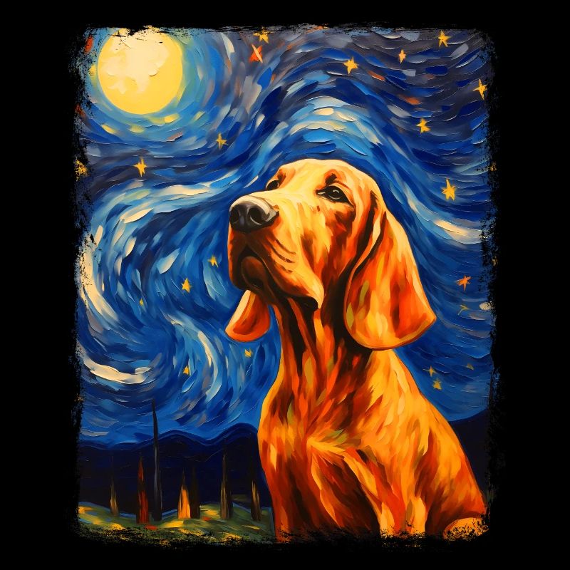 Bluthund Hund Sternennacht Gemälde