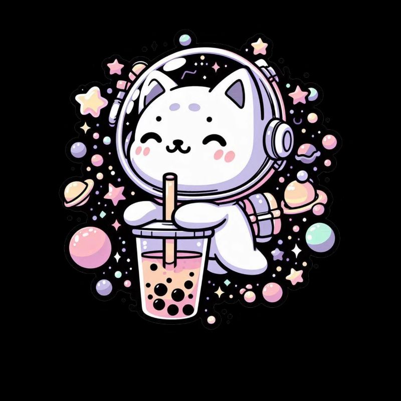 Thé à bulles Kawaii Cat Astronaut dans l’espace