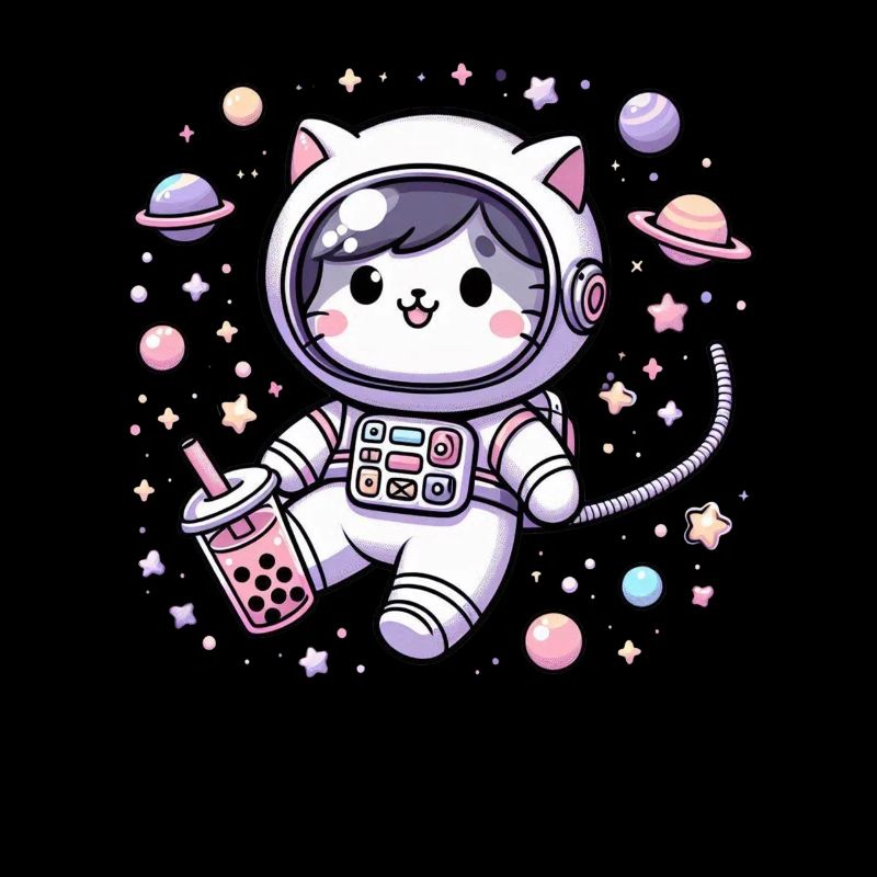 Thé à bulles Kawaii Cat Astronaut dans l’espace